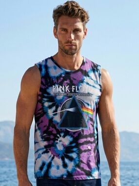 Pink Floyd Tie-Dye Muscle Tank Top - Purple/Blue/Black